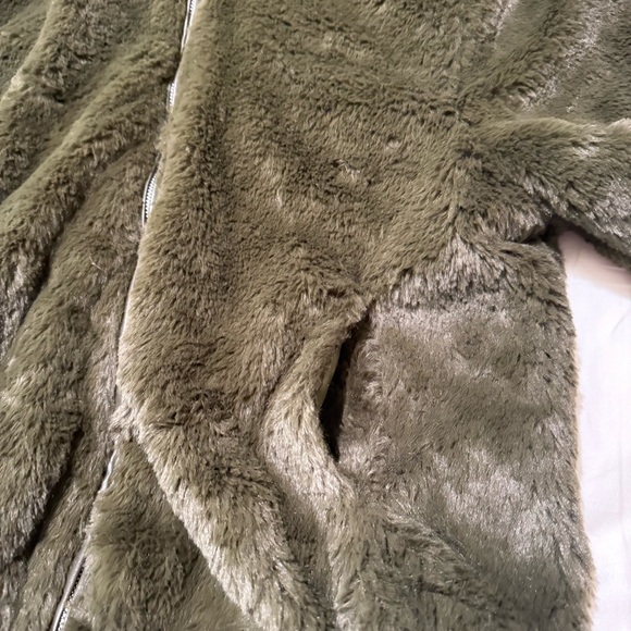 NEW 36point5 Women's Hoodied Jacket Pockets Faux Fur Zip Up in Green Size Large. - Picture 7 of 16